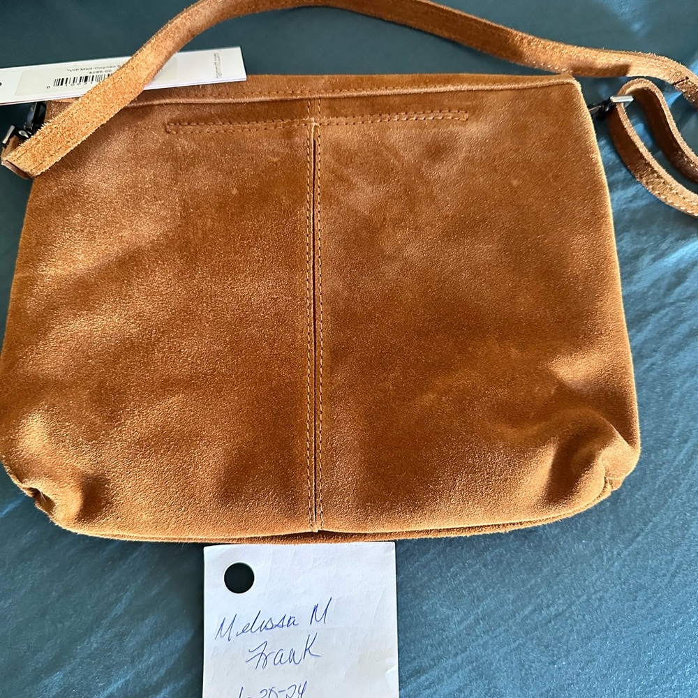 NWT MED VIP Cognac Suede Crossbody